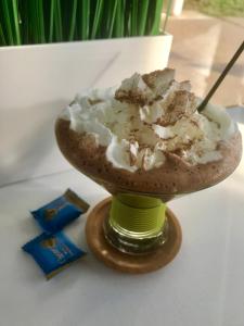 a bowl of food sitting on a table at A1A Ocean Club in Flagler Beach