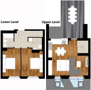 een weergave van een plattegrond en een bovenverdieping bij Betariel Apartments S22 in Wenen