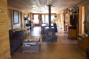 坎特韋爾的住宿－Alpine Creek Lodge，带沙发和炉灶的客厅