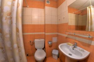 a bathroom with a toilet and a sink at Plaza Family Hotel in Smolyan +10 photos