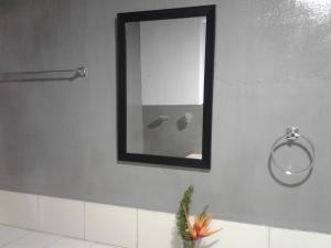 Anusha Apartment 15 Homestay في غالي: مرآة على جدار الحمام