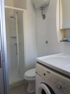 ガリポリにあるAppartamento ARIANNA con parcheggio riservatoのバスルーム(トイレ、シャワー、洗濯機付)