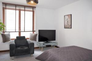 Televízia a/alebo spoločenská miestnosť v ubytovaní Szucha Apartments
