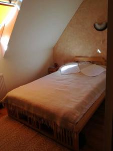 1 dormitorio con 1 cama en una habitación en Pensiunea Bella Vita en Harghita-Băi