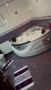 a small boat in a room with a tile wall at Casa de vacanța in Paraul Rece +64 photos