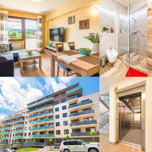 un collage de fotos de un apartamento en Apartament Sweet Home, en Krynica-Zdrój