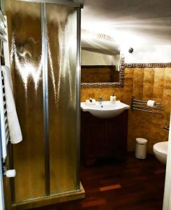 a bathroom with a shower and a sink at Il Borgo Antico in Rocca Massima