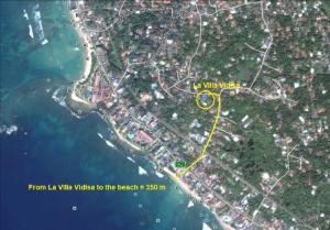 a map of the island of la villa wales to the beach at Villa Vidisa Hôtel Guest-House in Hikkaduwa