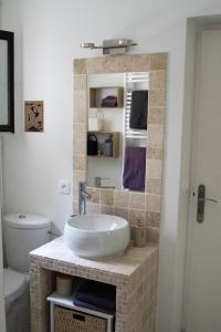 a bathroom with a sink and a toilet at La Petite Madame in Moret-sur-Loing