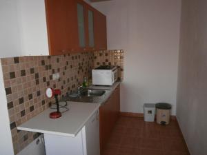 a small kitchen with a sink and a microwave at PutPunte12 in Sutomišćica