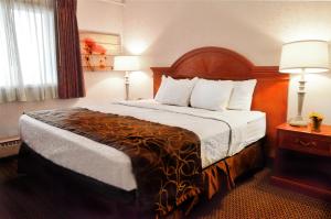 a hotel room with a large bed and two lamps at Centerstone Plaza Hotel Soldiers Field - Mayo Clinic Area in Rochester