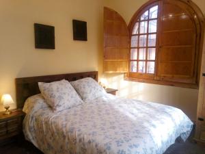 een slaapkamer met een bed en een raam bij Los Tobares in Gárgoles de Arriba