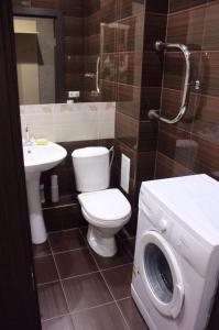 ヴォログダにあるApartments on Okruzhnoye shosse 26のバスルーム(トイレ、洗濯機付)