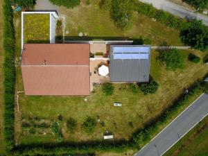 an aerial view of a house with a roof at Aganis in Casarsa della Delizia
