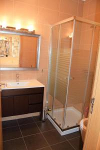 La salle de bains est pourvue d'une douche et d'un lavabo. dans l'établissement Albufeira Marina Gold, à Albufeira