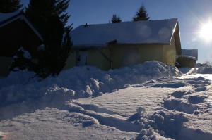 シュミーデフェルト・アム・レンシュタイクにあるFerienhaus Feldmannの雪に覆われた家