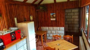 a kitchen with a refrigerator and a table with chairs at Guesthouse Ramović in Zlatibor