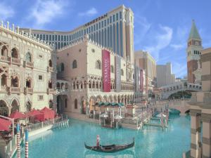 a large body of water with a boat in it at The Venetian® Resort Las Vegas in Las Vegas