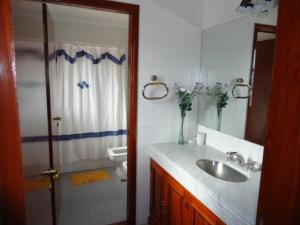 ein Badezimmer mit Waschbecken, Toilette und Dusche in der Unterkunft Casa en B° Tres Cerritos, Salta Capital. Alquiler Temporal in Salta + 24 Fotos