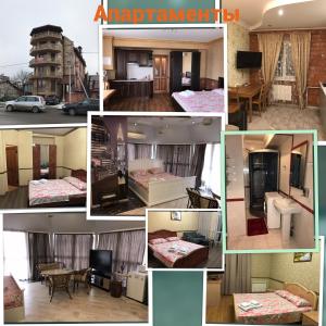 een collage van foto's van een hotelkamer bij Apartment on Pervomayskaya 15 in Pyatigorsk