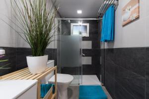 a bathroom with a toilet and a shower at Bungalow en Maspalomas in Maspalomas +20 photos
