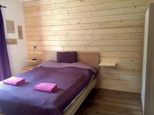 1 dormitorio con 1 cama con 2 almohadas rosas en Book-A-Room Salzburg Apartment 5-6-7-8 en Salzburgo