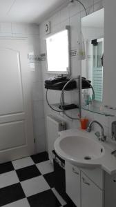 シント・アナラントにあるhet Boothuisのバスルーム(白い洗面台、鏡付)