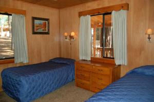 a bedroom with two beds and a window at 26 Deer Den in North Wawona