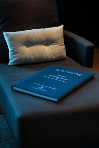 ein Buch, das mit einem Kissen auf einem Sofa liegt in der Unterkunft ARTS In Penthouse Apartments Til Sol in Funchal