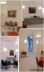 a collage of photos of a living room and dining room at Alberica10 in Carrara