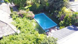 an overhead view of a swimming pool in a garden at Hostal Puerta del Sol Molina in Molina