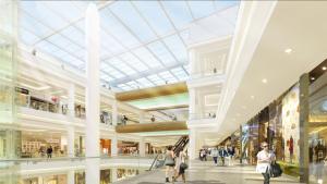 Ein Einkaufszentrum mit Leuten, die durch es laufen. in der Unterkunft Charming 2 Bedroom Apartment near the City's Biggest Mall in Baku