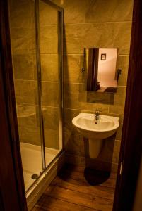 een badkamer met een douche en een wastafel bij The Stables at the Vale in Yarm