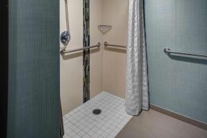 a bathroom with a shower with a glass door at Hyatt Place Memphis Primacy Parkway in Memphis