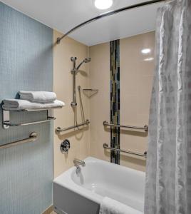 a bathroom with a tub and a sink and a shower at Hyatt Place Memphis Primacy Parkway in Memphis
