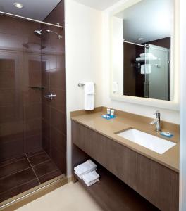a bathroom with a sink and a shower at Hyatt House Pittsburgh Bloomfield Shadyside in Pittsburgh