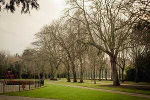 Um jardim no exterior de DCU Rooms