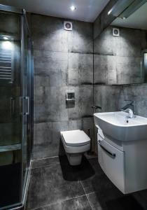 カルパチにあるZaciszeのバスルーム(トイレ、洗面台、シャワー付)