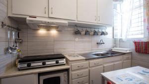 a small kitchen with a stove and a sink at Petaluda House 1 in Athens +22 photos