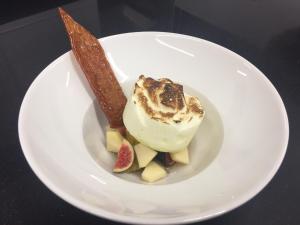 a white plate with a dessert on a table at Hotel-Restaurant Lann Roz / Côte Cuisine in Carnac