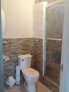 a bathroom with a toilet and a shower at Casita La Ermita in San Carlos