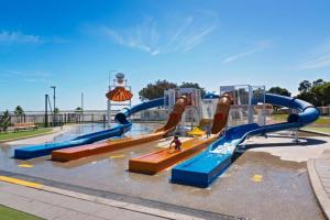 a large water park with a water slide at Dells Seaside Escape Moonta Bay in Port Moonta