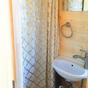 Leavenworth Camping Resort Tiny House Hanna tesisinde bir banyo