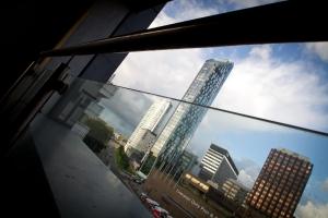 Nespecifikovaný výhled na destinaci Liverpool nebo výhled na město při pohledu z aparthotelu