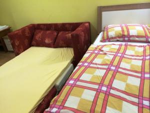ein Bett und ein Sofa in einem Zimmer in der Unterkunft Tourist Farm Šalamun in Banovci