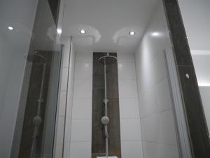a shower in a bathroom with a glass wall at Apartment Haltern in Haltern