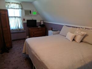a bedroom with a large bed and a television at Inn at the Park in Cape May