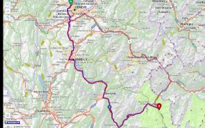 a map with colored roads and highways at Arpege Des Neiges in Sainte-Foy-Tarentaise