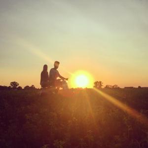 The sunrise or sunset as seen from a panziókat or nearby