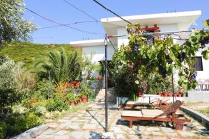 a house with a garden with benches and plants at Villa Marigo in Kolios